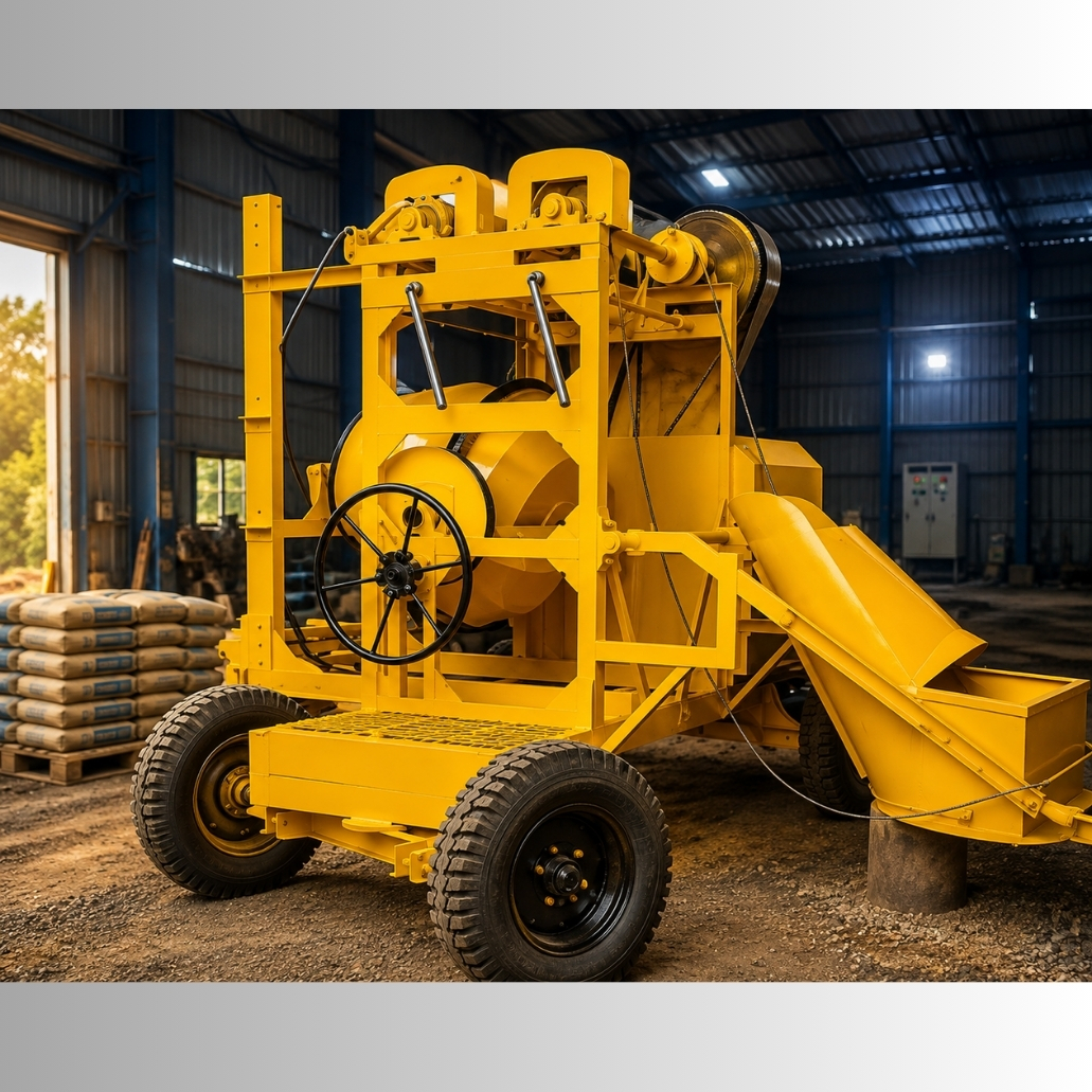 Concrete Mixer with Hopper & Lift Attached